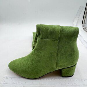 Olive Suede Over The Knee Chunky High Heels Stretch Thigh High Zipper Long Boot